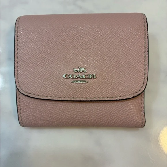 Coach Light Pink Pebbled Leather Compact Wallet - Picture 2 of 10